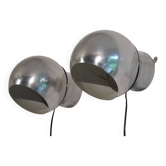 Pair of Scandinavian metal wall lights 1970