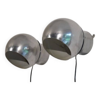 Pair of Scandinavian metal wall lights 1970