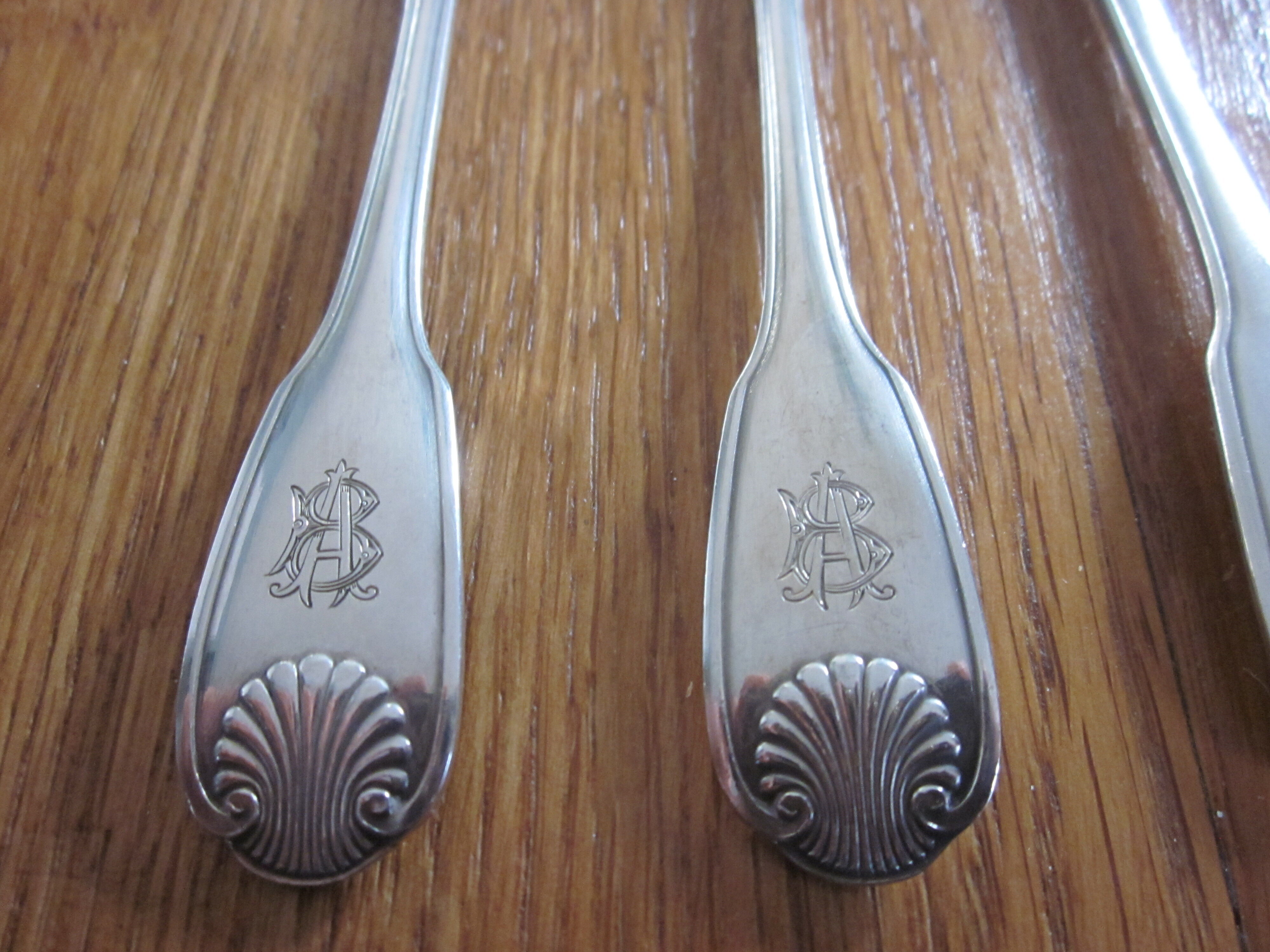 12 forks with cake christofle model shell