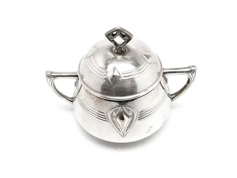 Art Nouveau sugar bowl, silver-plated brass, WMF, Germany, early 20th century