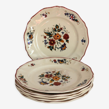 Set of 6 flat plates Sarreguemines