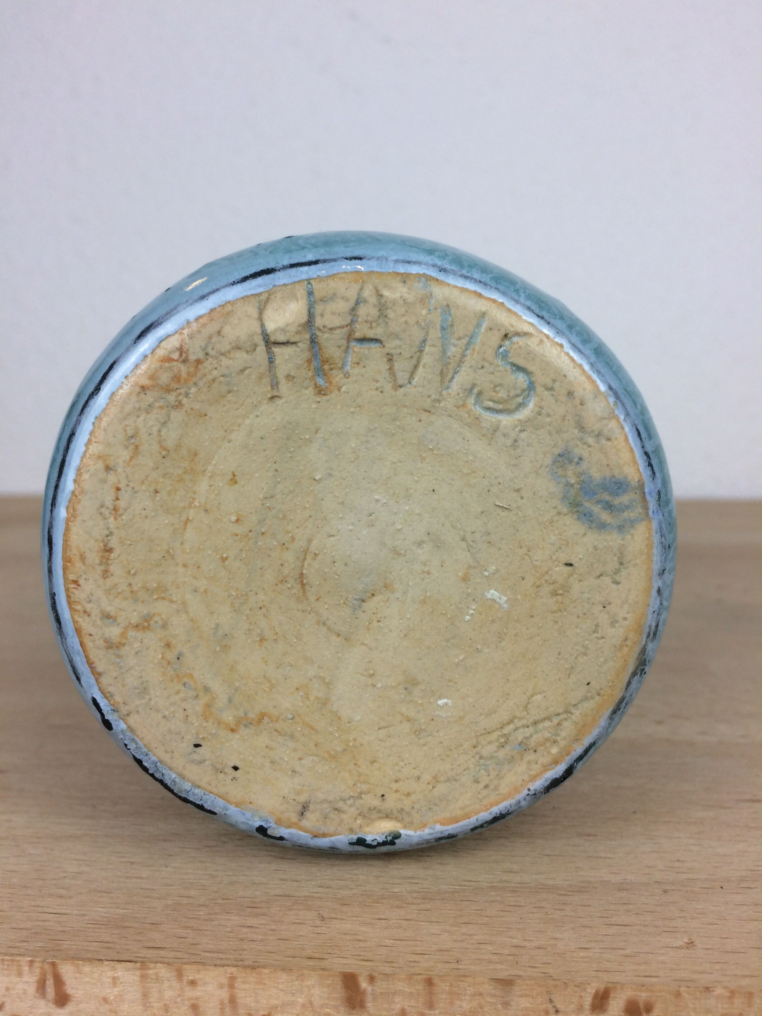 Blue ceramic roller vase