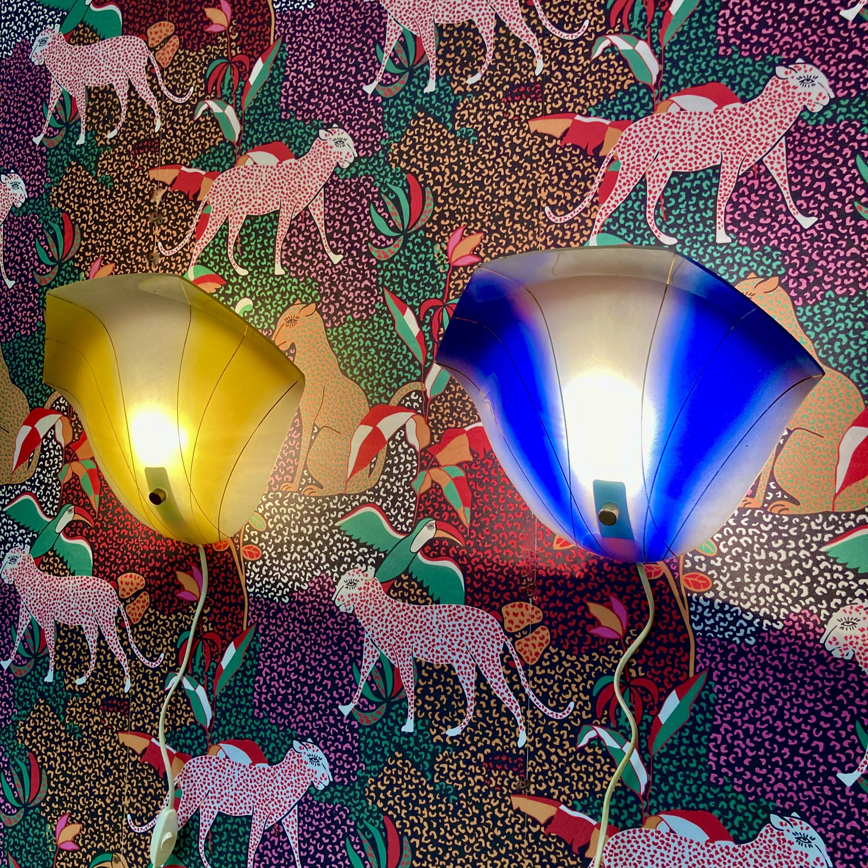 Pair of glass wall lights Scandinavian design 1950.