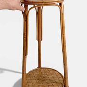 French Mid-Century Wood, Bamboo and Reed Plant Stand, 1960s