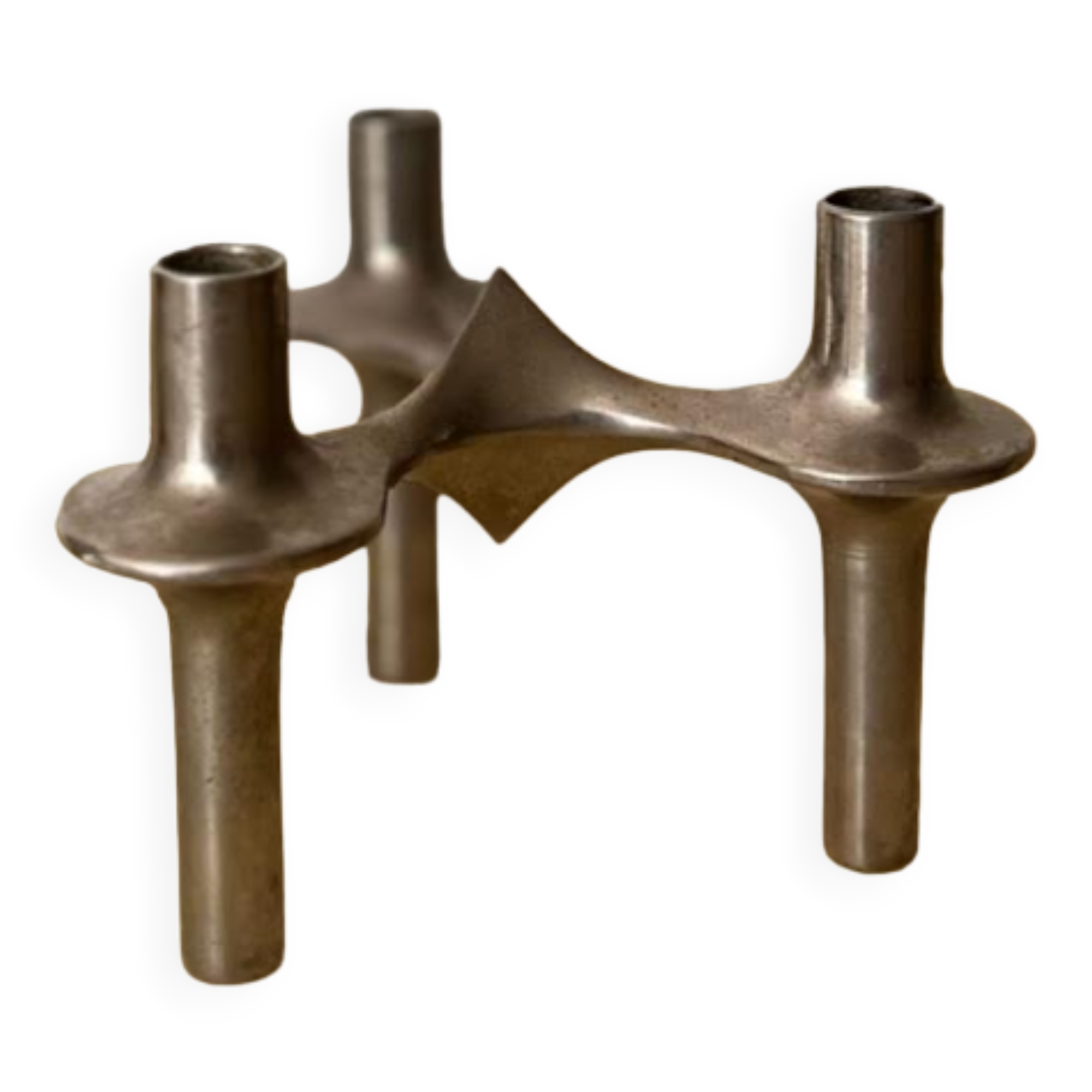 STOFF Nagel candle holder in real metal, 1960