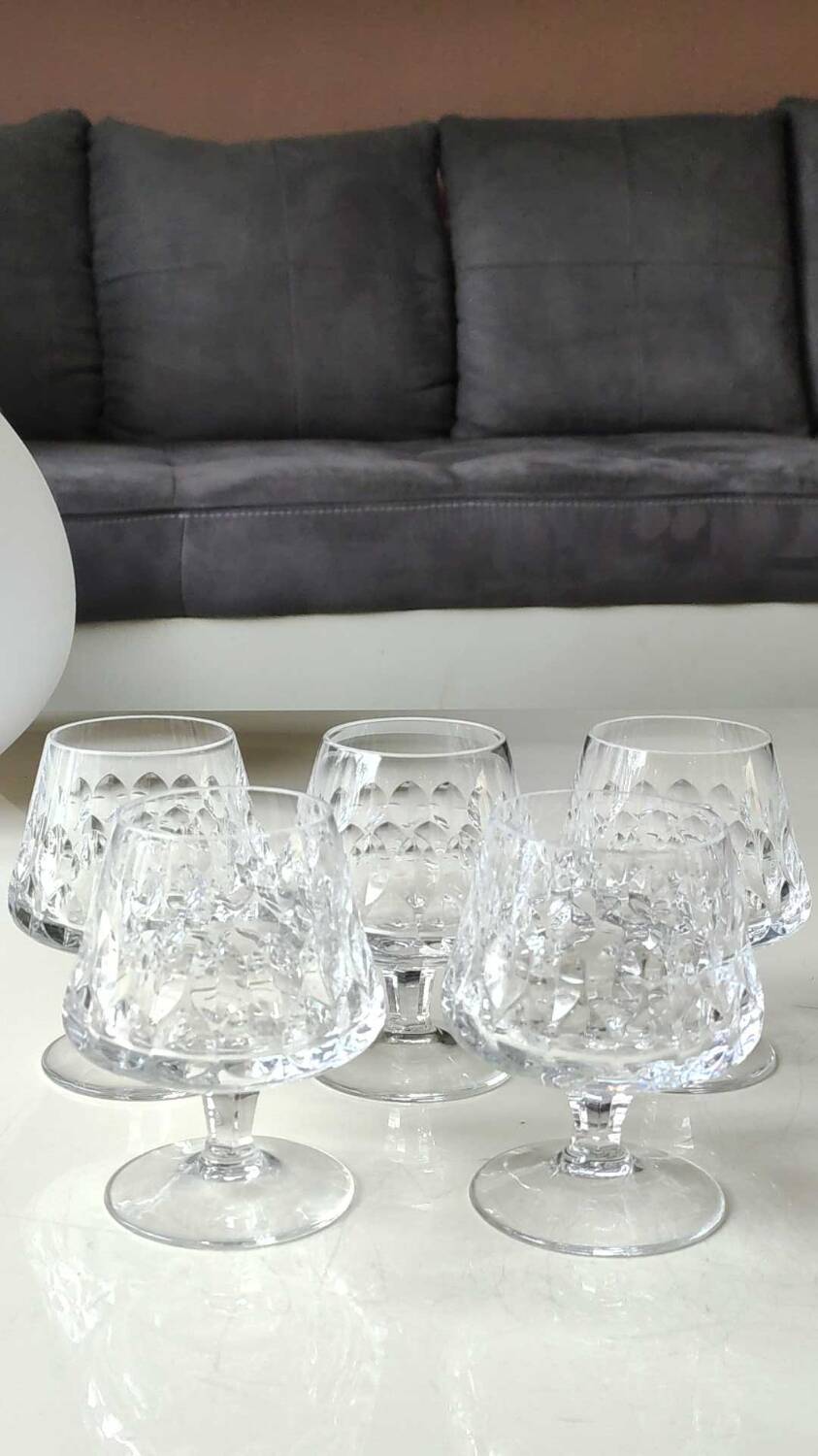 Lot 5 x Peill & Putzler Cognac Glasses. Mod. Granada. lead crystal