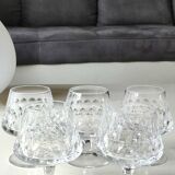 Lot 5 x Peill & Putzler Cognac Glasses. Mod. Granada. lead crystal
