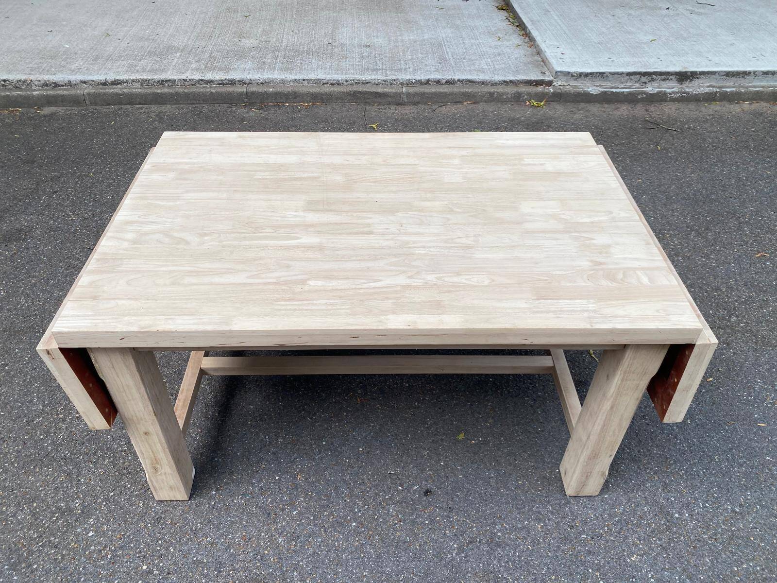 Table de ferme extensible à volets rénovée en bois massif 140-200cm