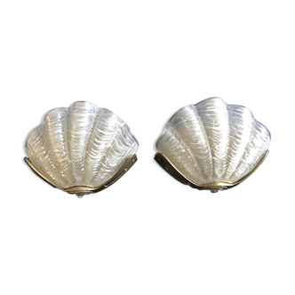 Pair of vintage art deco style shell wall lights