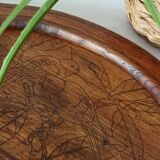 Vintage oak top engraved parrots