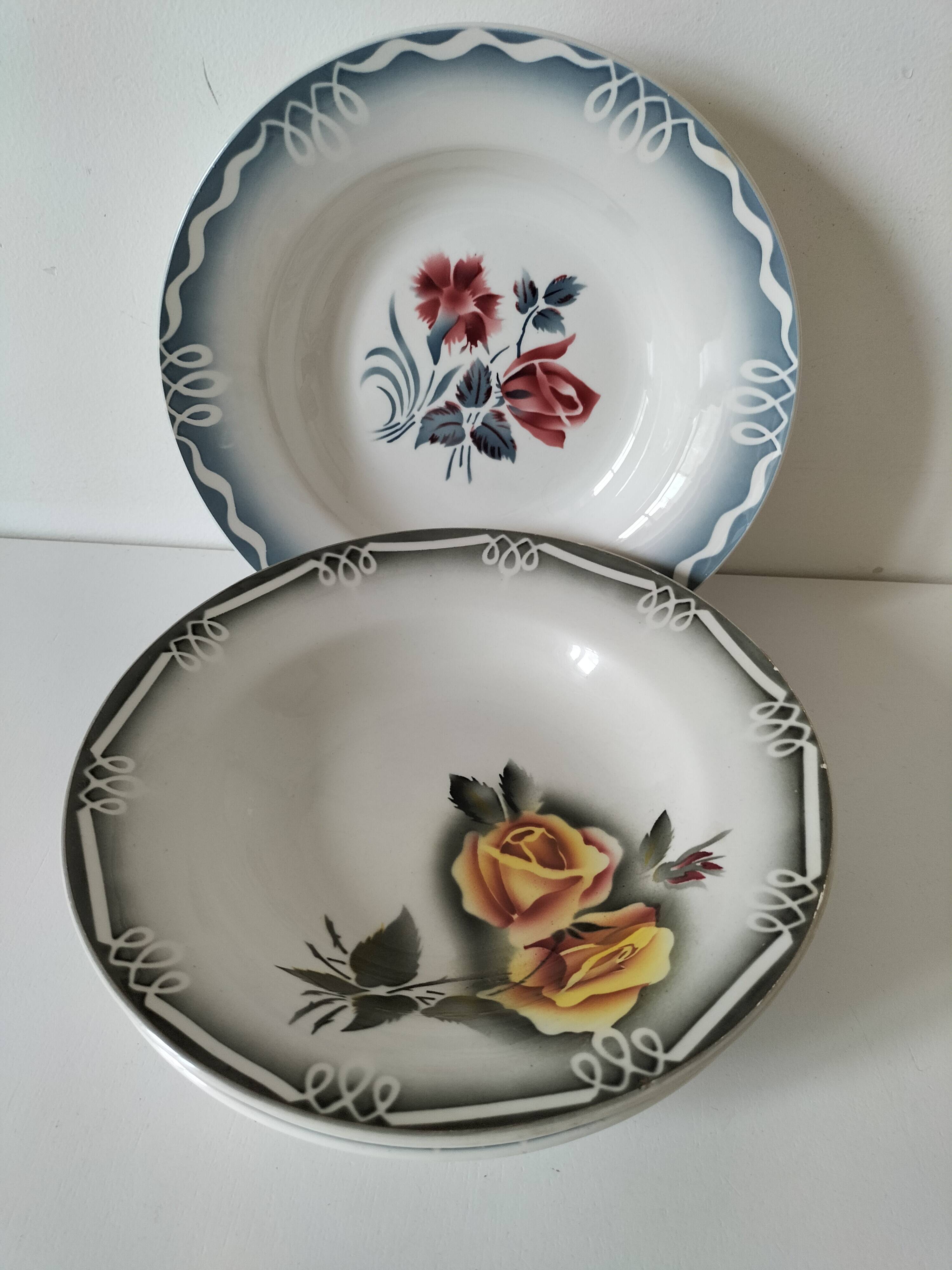 4 deep plates Digoin Sarreguemines – models Marinette & Adèle