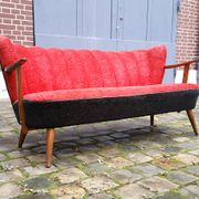 Scandinavian cocktail bi color red couch, 50s 60s