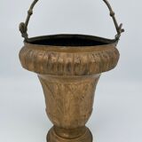 Seau en metal XIX eme rehausse d'or palmettes grande decoration