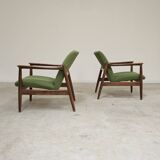 Pair of green GMF 64 armchairs by
Edmund Homa, Poland, 1960s