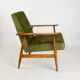 Armchair 'Lis', 1970s olive green design by Henryk Lis - natural wood