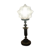 Lampe ancienne art déco en laiton avec globe étoile