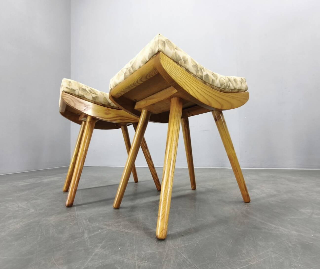 Pair of Mid-Century Maple Footstools, Czechoslovakia 1960s