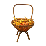 Quadripod worker in vintage rattan 1950s