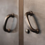 Industrial storage cabinet with 2 brushed steel swing doors, circa 1950