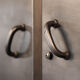 Industrial storage cabinet with 2 brushed steel swing doors, circa 1950