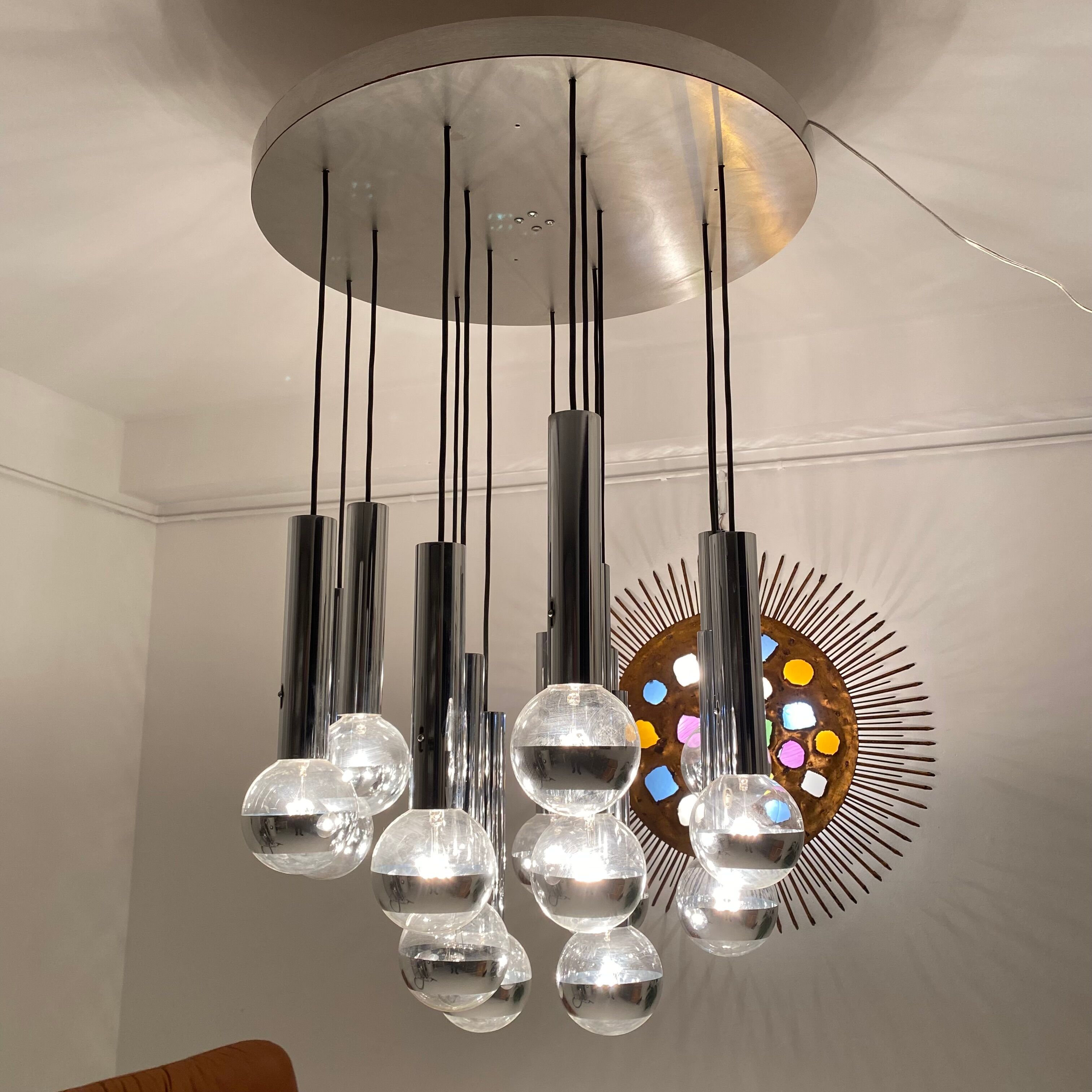 Chandelier waterfall 15 fires by Raak Holland. 1960