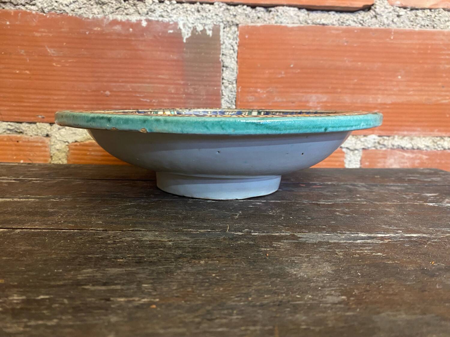 Old Plate SAFI Glazed Earthenware Moroccan 1950s Vintage