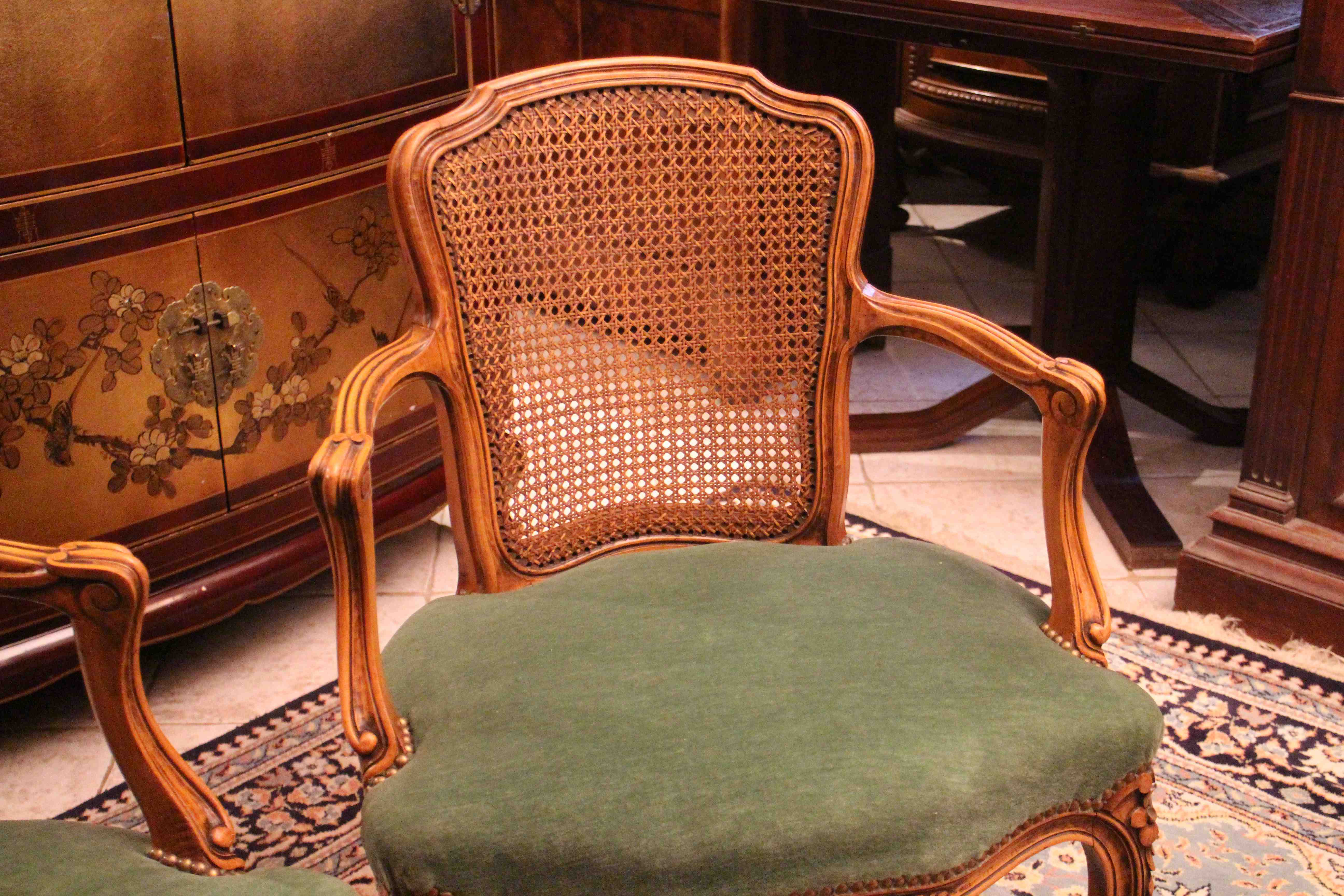 Pair of Louis XV-style convertible armchairs by Soubrier