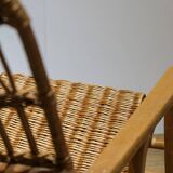 Wicker and wood rocking chair