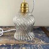 Vintage portable lamp in electrified chiseled glass to nine