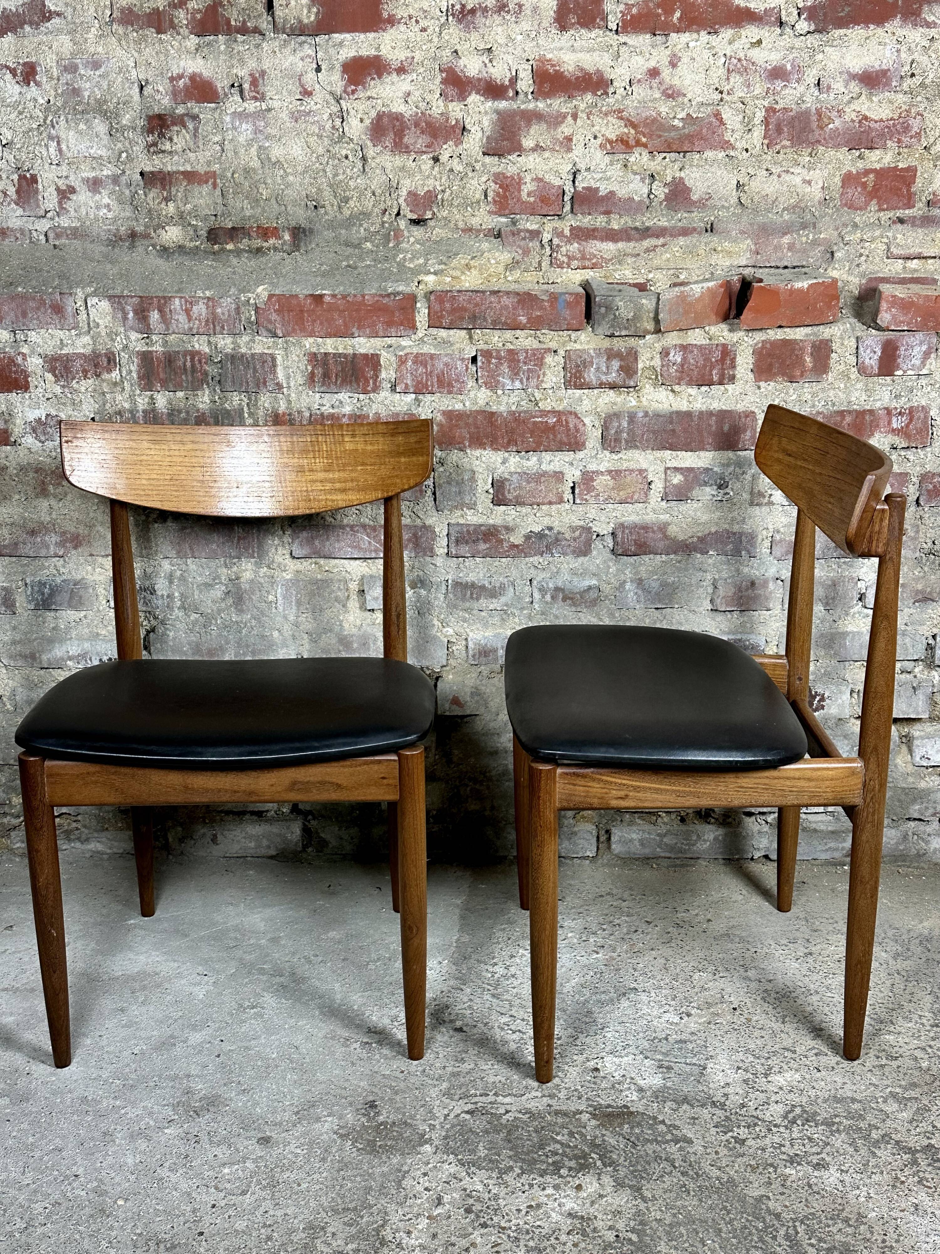 Chairs (set of 4) vintage 1960 Italian Casala in teak and skaï