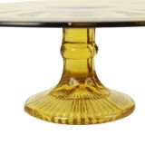 Art Deco Amber Cake Dish Pastry Bowl Depression Glass