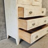 Antique French white flea market cabinet with drawers 83x148 cm