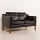 Danish black aniline leather sofa by Hurup, 1980s