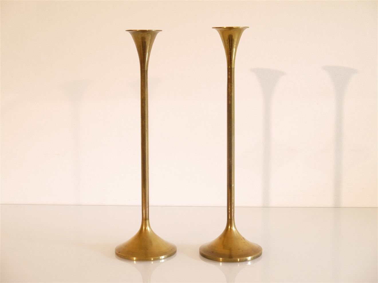 Pair of vintage brass candle holders 1960