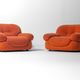 Pair of suède 'Sapporo' lounge chairs by Mobil Girgi, Italy 1970s