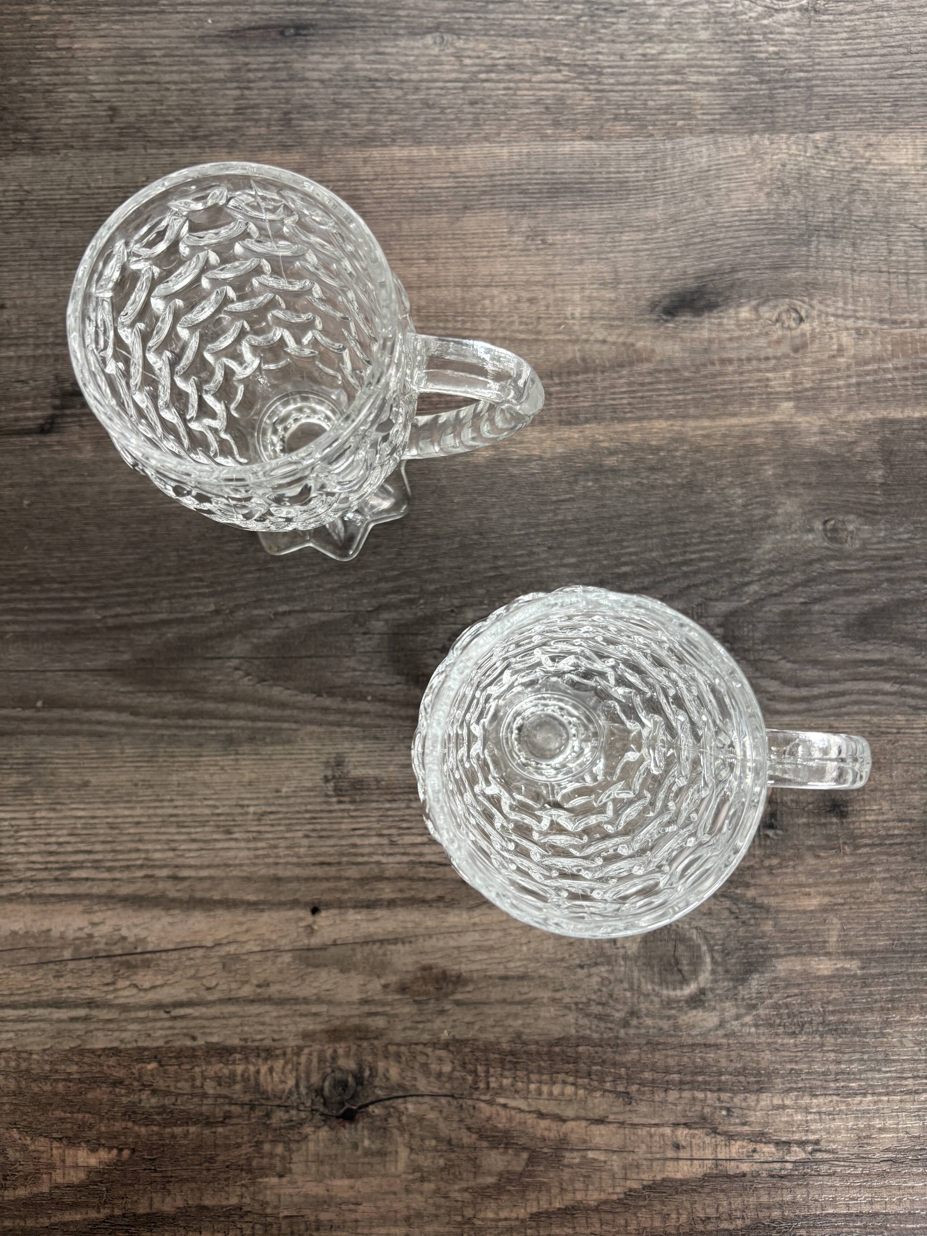 Set of 2 vintage pressed glass cups/mugs.