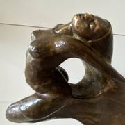 Contemporary Sculpture Solid Bronze Bow Boat and Mermaid Signed ORTIZ