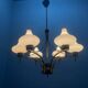 1950s Brass & Opaline Glass Six-Light Chandelier