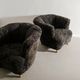 Pair of Swedish Curved Mid Century Modern Armchairs in Dark Sheepskin 1940s