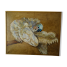 Tableau oiseau huile sur toile perroquet Nubar Bedrossian