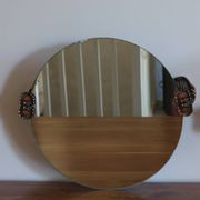 2 round mirrors made of copper alloy, 1940s-1950s