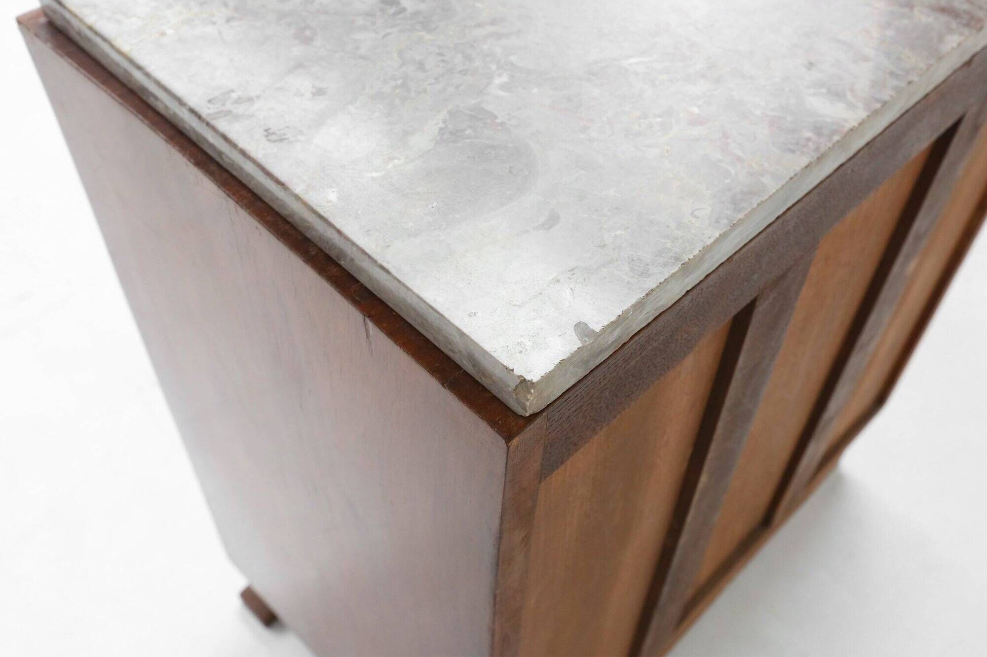 Art Deco cabinet in wood with a marble top, France, 1930s