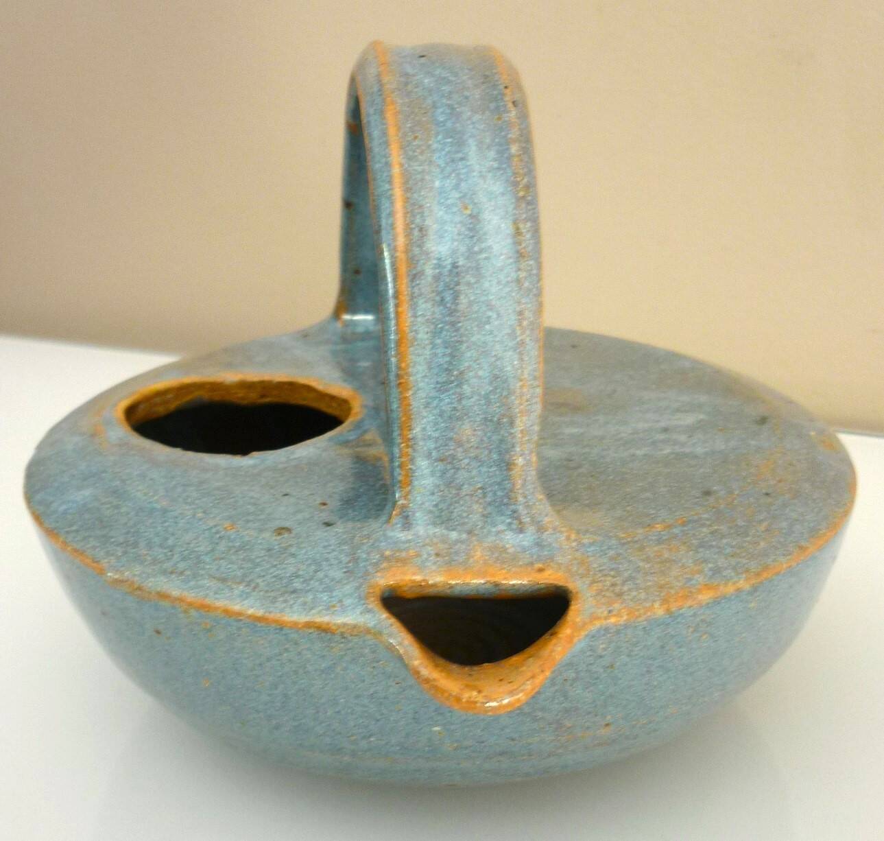 Teapot, enameled ceramic art, signed Michel Vergnes, Kerbénoën pottery