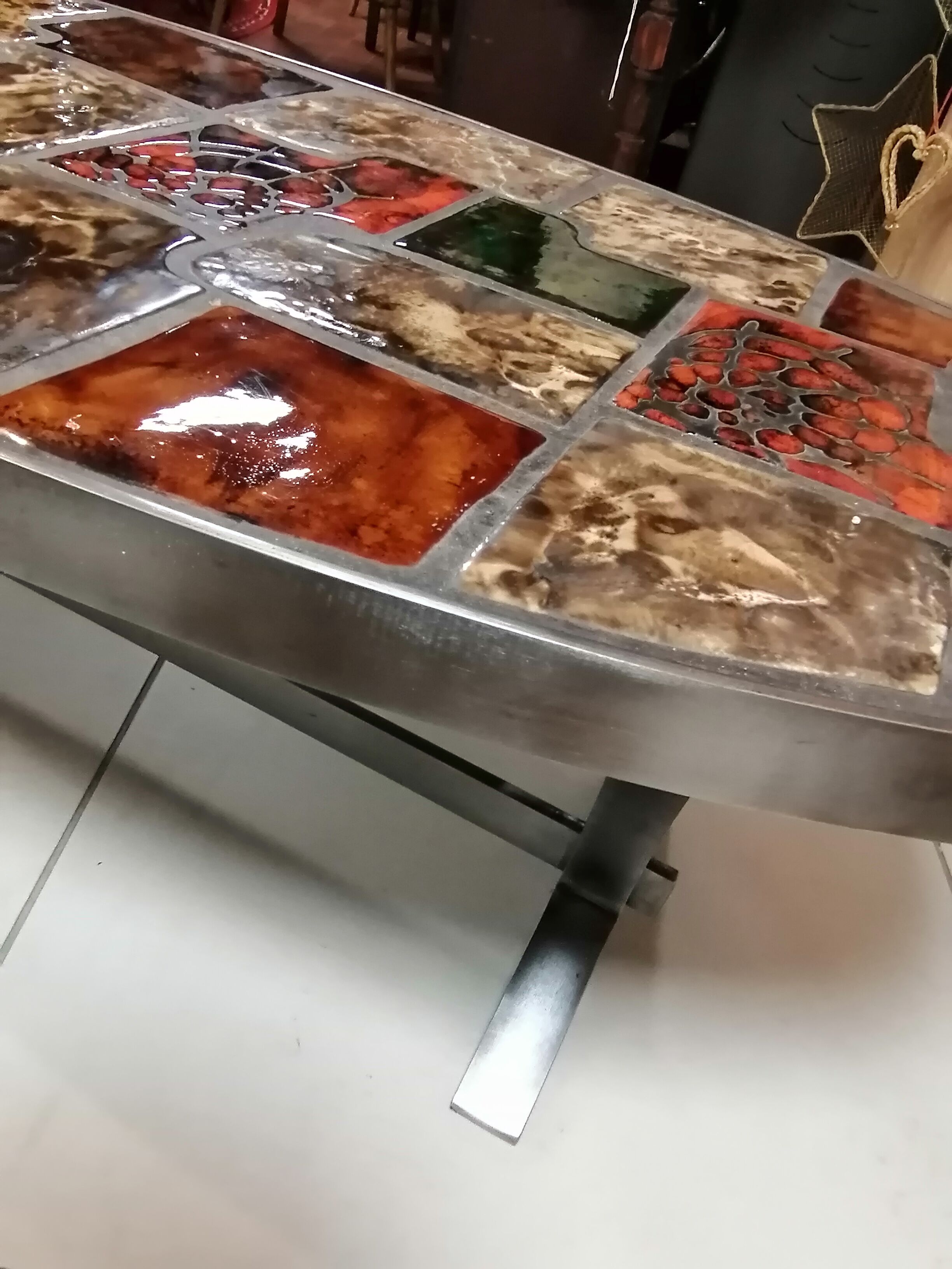 Vintage ceramic steel coffee table