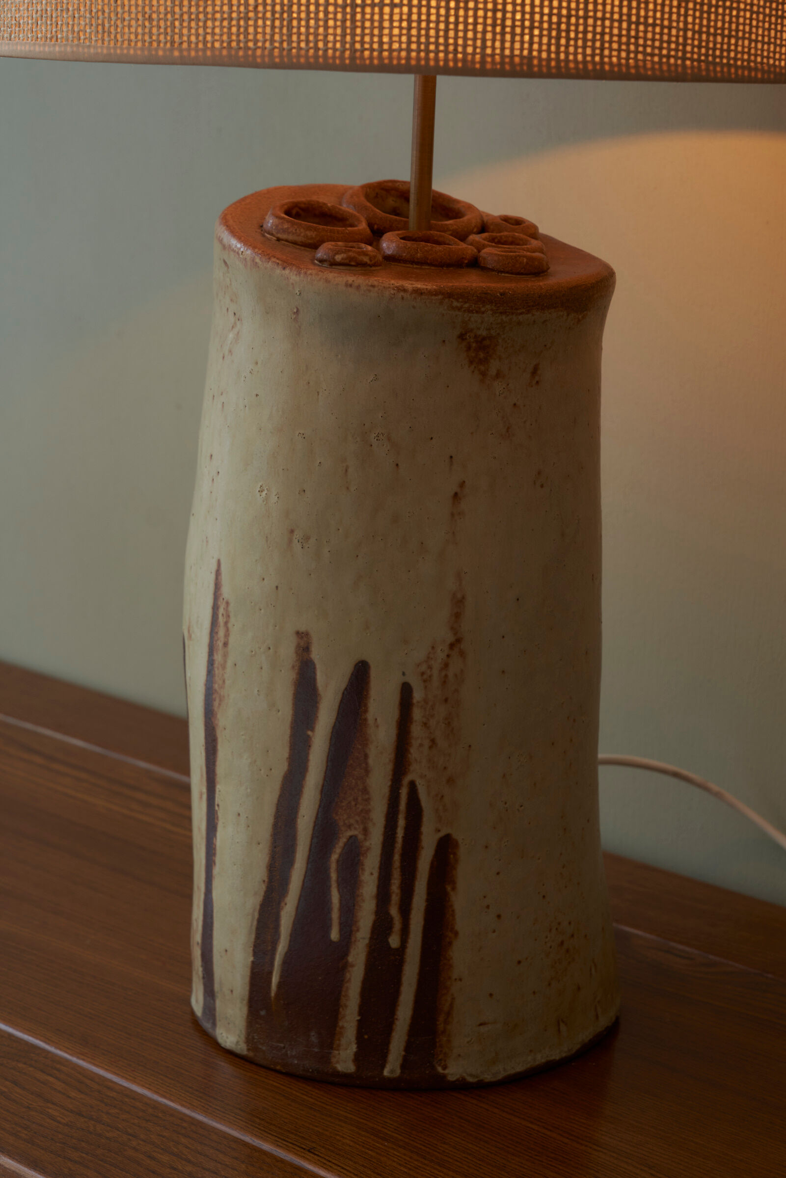 Handmade Danish ceramic table lamp from the 1970