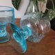 Coupes bleu en verre bullé