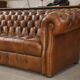 Tan leather tufted Chesterfield sofa