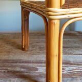 Side service table in wood and rattan 50s