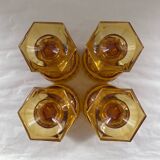 Set of 4 amber diamond glasses