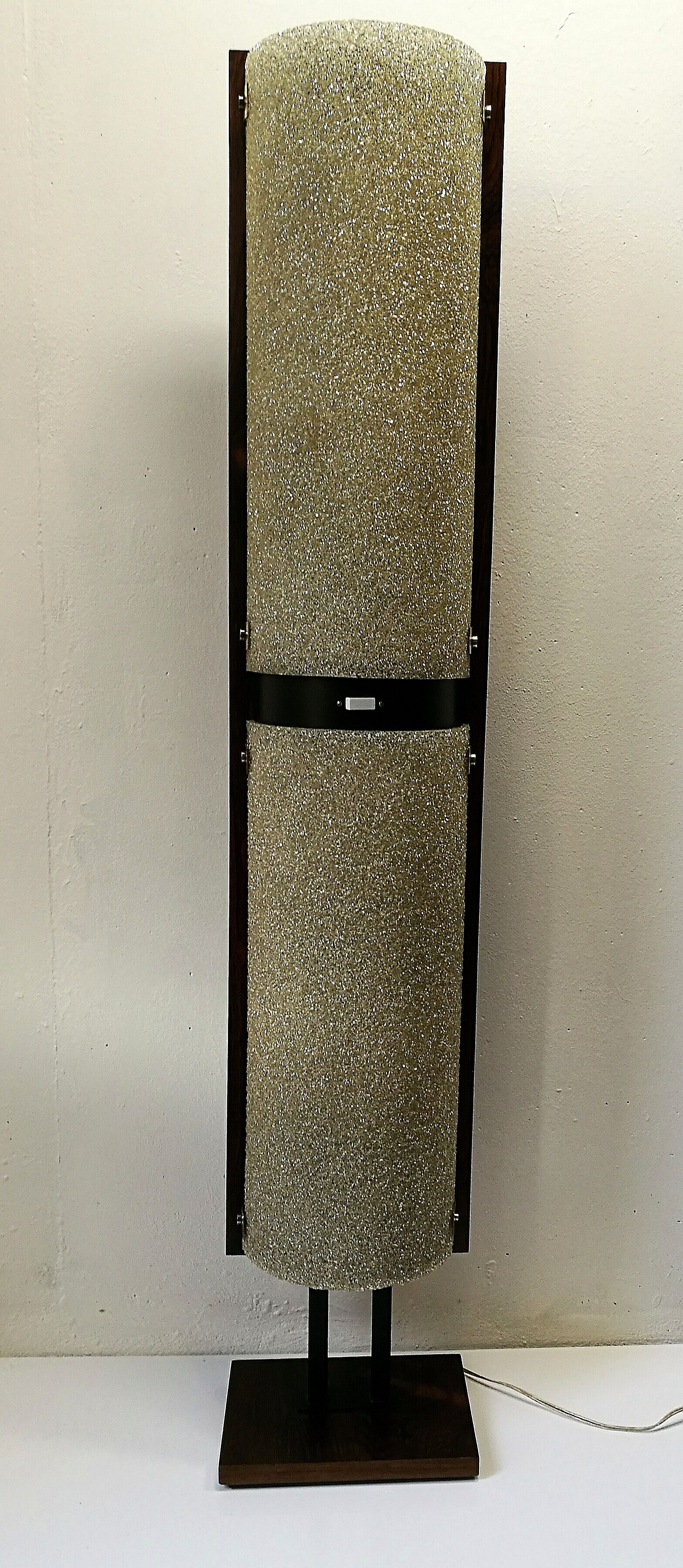 Floor lamp 60s rosewood and granite resin totem